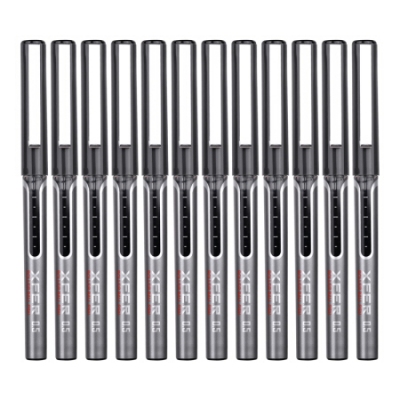 得力（deli）S657直液式走珠笔 12支/盒 黑色 0.5mm