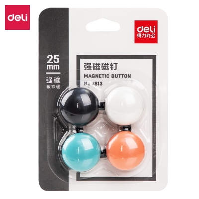 得力7813强磁磁钉25*13mm(混)(卡)
