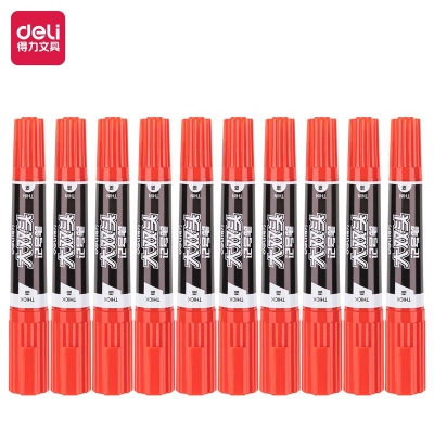 得力(deli) S555 大号双笔头10支/盒 红色