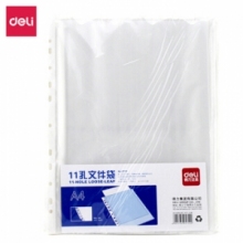 得力（deli） 5712 A4文件夹 11孔文件袋 100只/包 透明