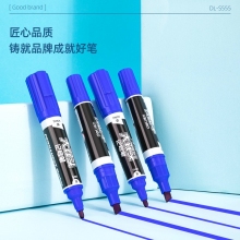 得力(deli)S555大双头记号笔 粗 10支/盒 蓝色