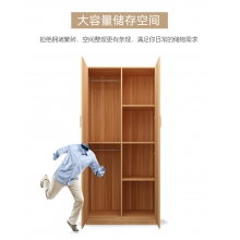 中伟二门更衣柜简易衣柜木质更衣柜浅胡桃色gyg-2M